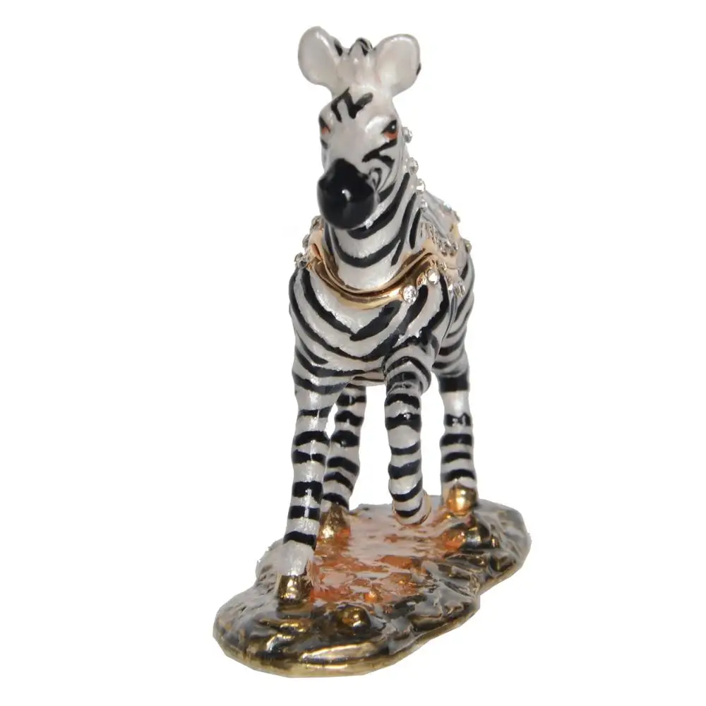 Зебра безделушка коробка ручная роспись эмалированная ювелирных изделий Кольцо