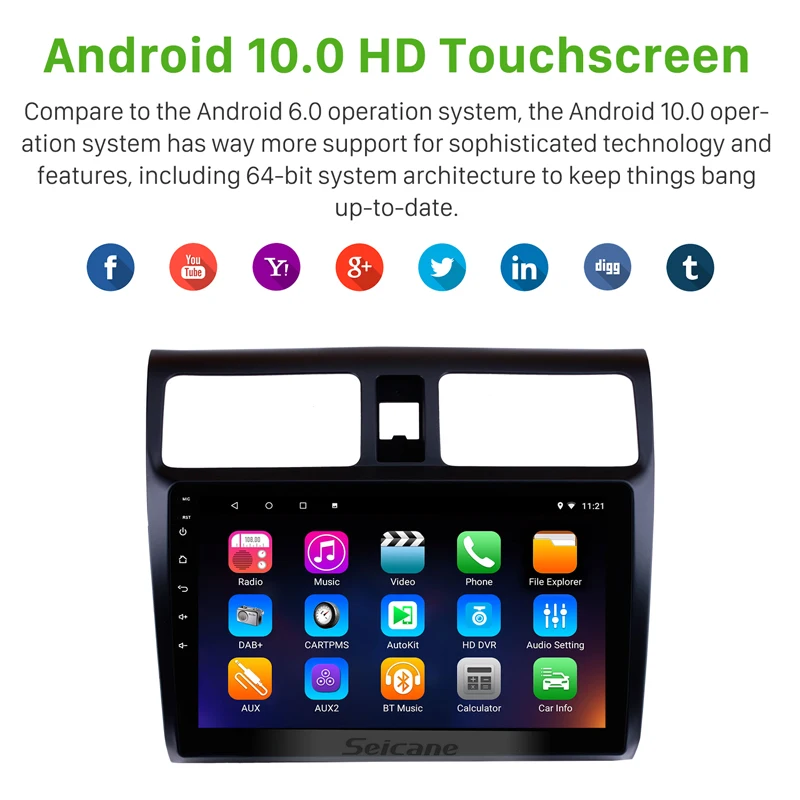 Автомагнитола Seicane 10 1 дюйма Android 0 для Suzuki 2005-2010 | Автомобили и мотоциклы