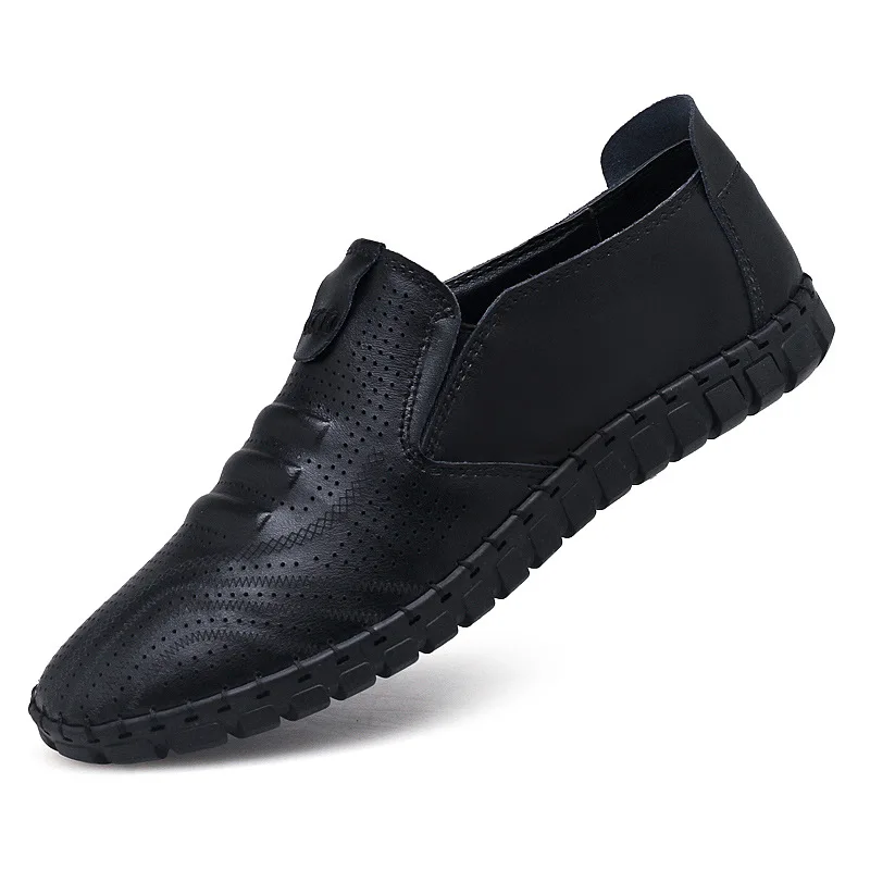 

2021 New Men's British Casual Breathable Loafers Leather Shoes Spring and Autumn Fashion Round Toe PU Slip on Driving Shoes