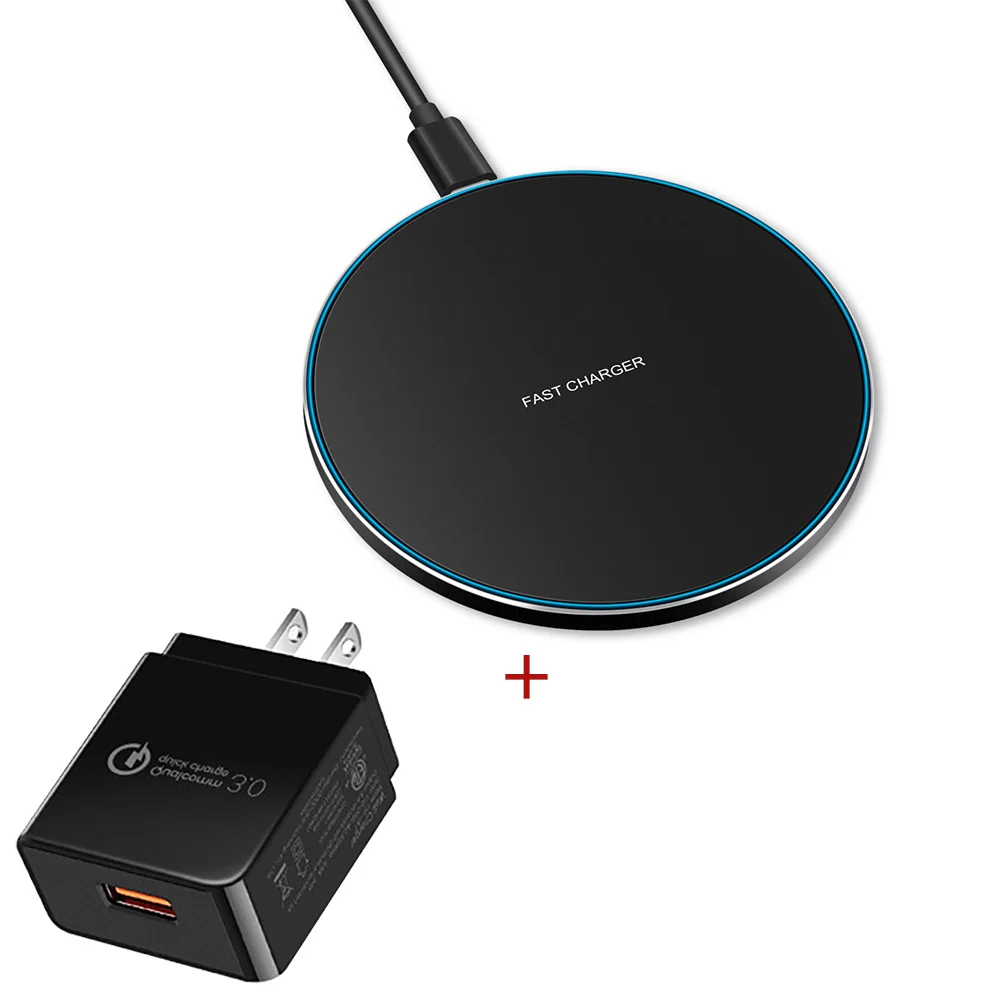 Black US Plug 15 Вт QI Беспроводная зарядная площадка быстрое зарядное устройство для Iphone 11 Pro MAX XS MAX 8 Plus XR X samsung S10 S9 huawei P30 Pro зарядная станция - Тип штекера: Black US Plug