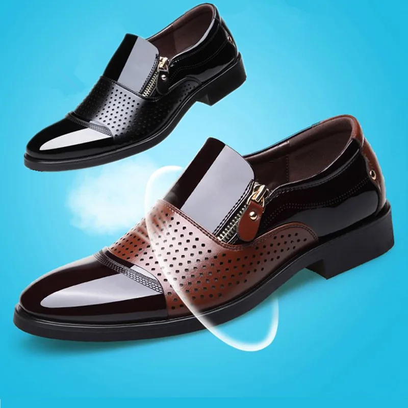 

Men's Leather Shoes Men Breathable Hollow Lightweight England Casual Shoes Men Flats Male Footwear Dress Shoes Men 38-48