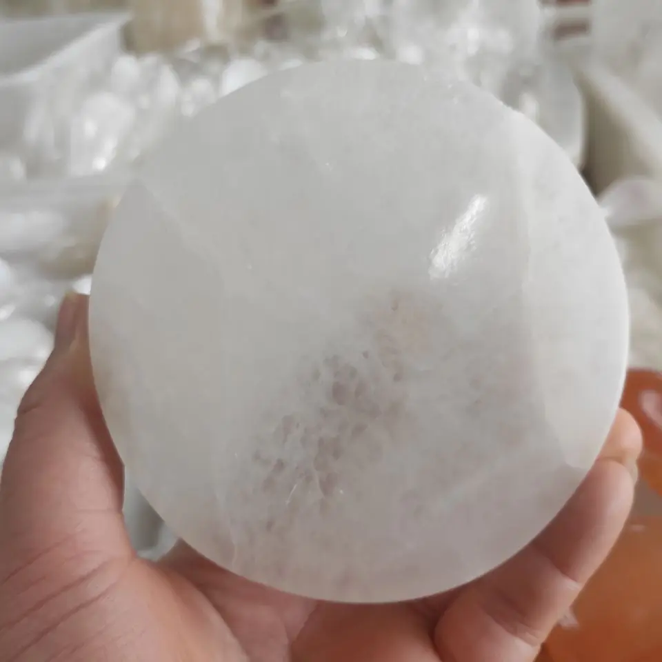 

Круглые пластины из натурального камня селенита, 1 шт., 8-10 см