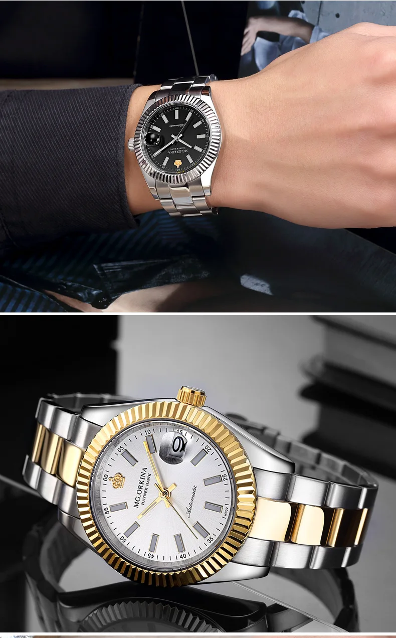 

Men's Watch Self Winding Waterproof Watch Calendar Fine Steel Classic Look
