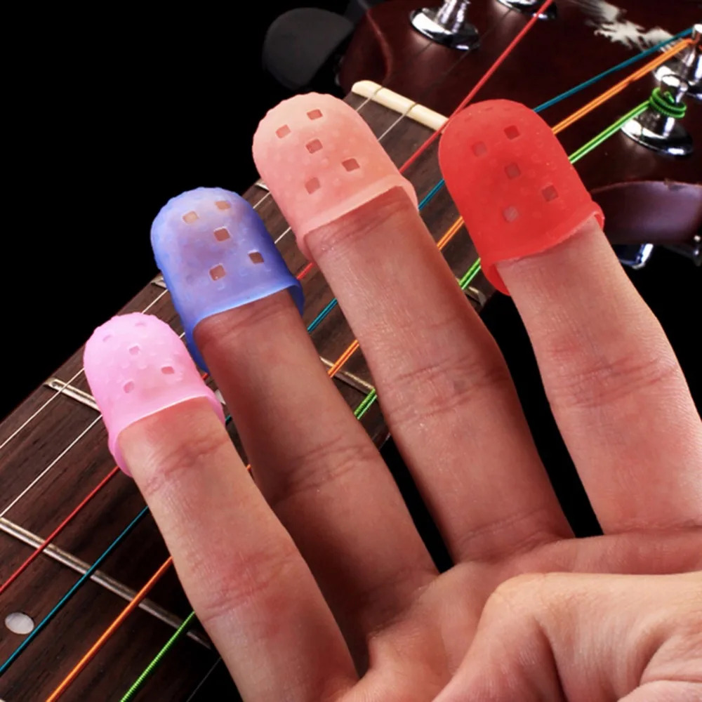S/M/L Fingertip Protector Fingerstall Silicone Guitar String Finger Guard Left Hand Against the Press Sore Ballad | Спорт и
