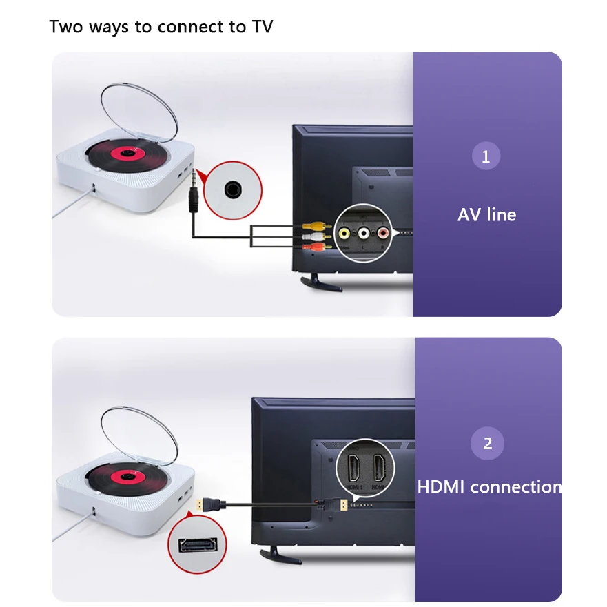 Bluetooth HiFi динамик настенный VCD/DVD плеер CD Boombox FM радио HDMI выход с беспроводным