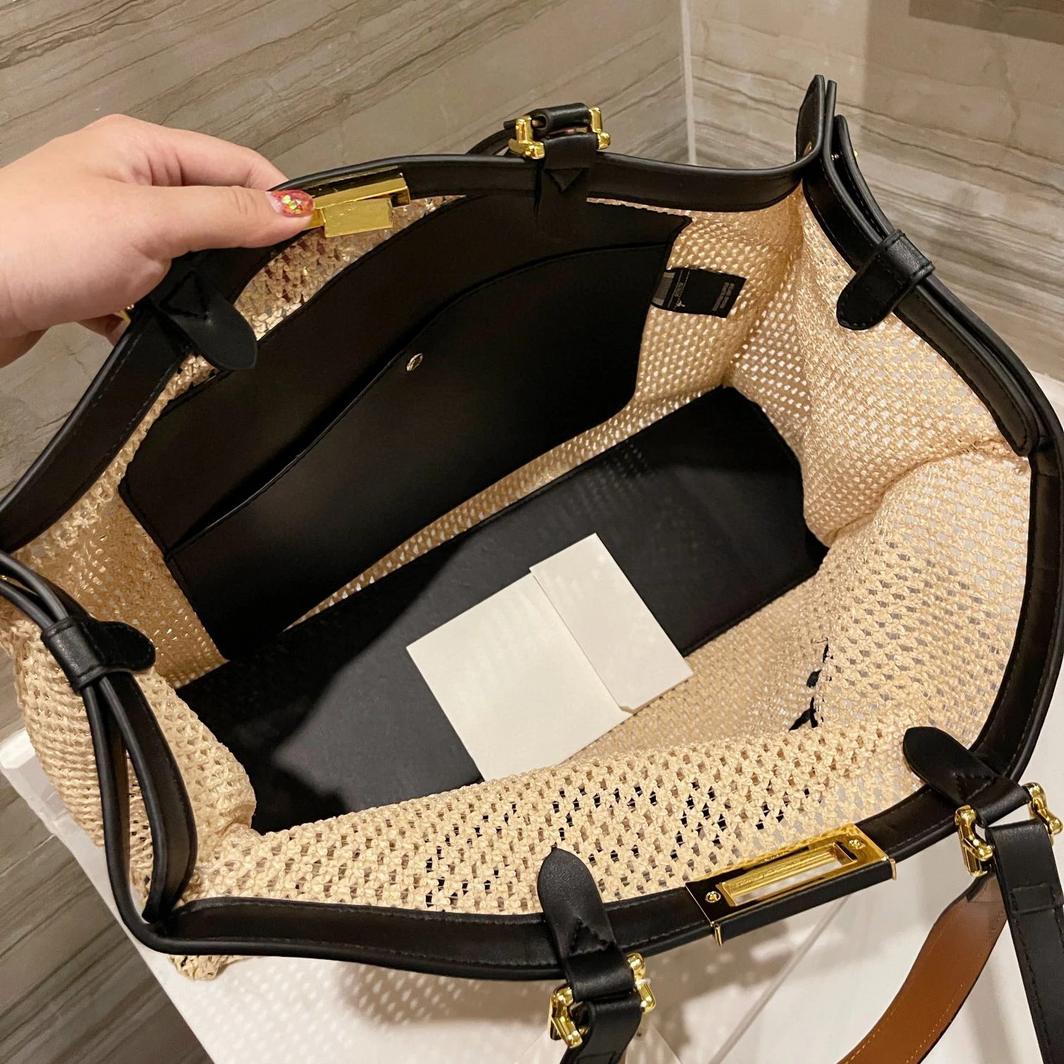 

114583 new women's bag one shoulder hand woven Tote Bag handbag women