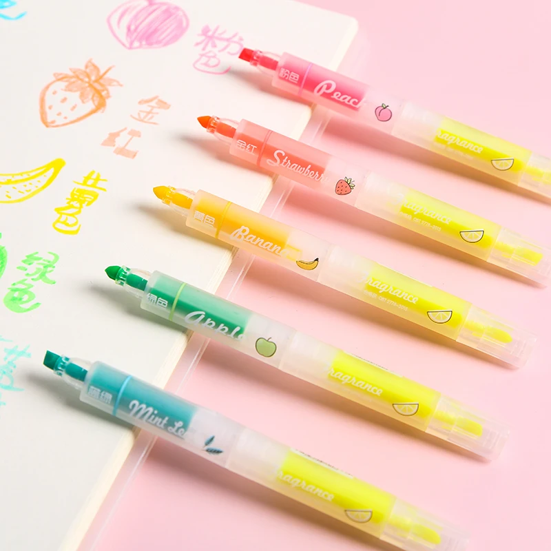Набор цветных маркеров с фруктовым запахом 8 шт. двусторонние маркеры окошком для