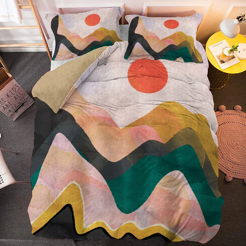 

Mila Fashion Sunrise Painting Bedding Set Quilt Covers Pillowcase 2/3PCS Duvet Cover King Queen Size Comforter Sets