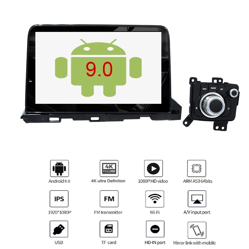 YAZH 9 0 &quotIPS Android Pie Auto Radio Playe для Mazda 6/ Atenza 2019 с SWC /4K видео/Встроенный зеркальный канал