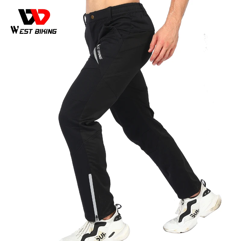 

WEST BIKING Winter Cycling Pants Warm Fleece Sport Running Pants Windproof MTB Bike Riding Pants Fitness Bicycle Men's Trousers