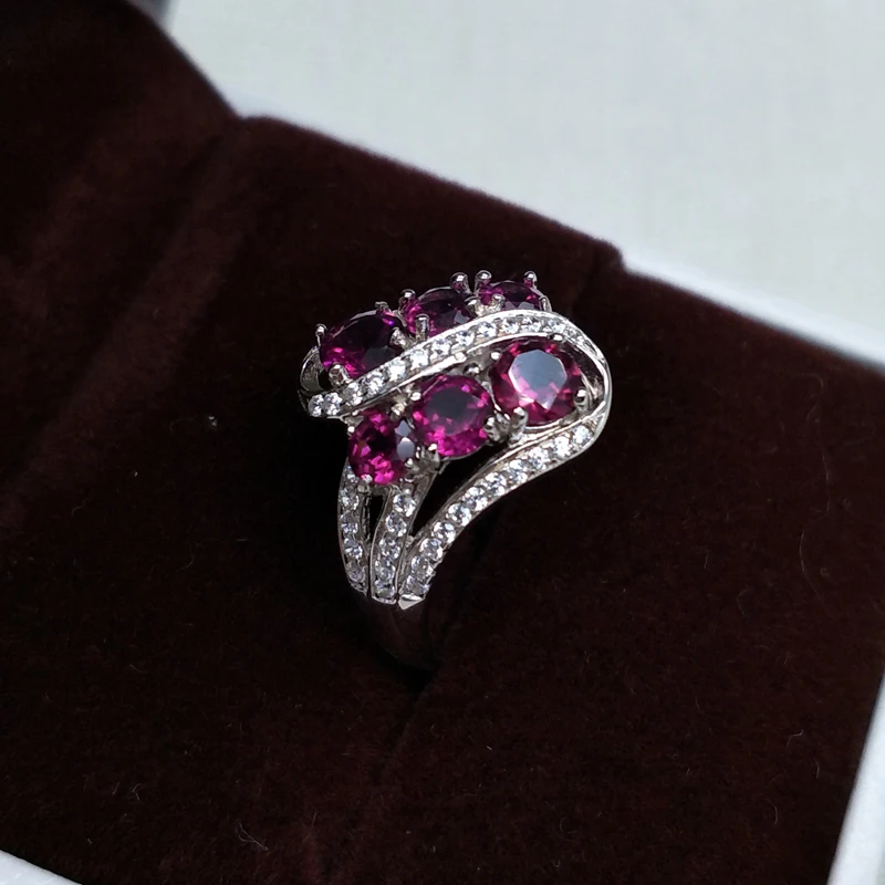 Кольцо из родолита с натуральным драгоценным камнем кольцо стерлингового