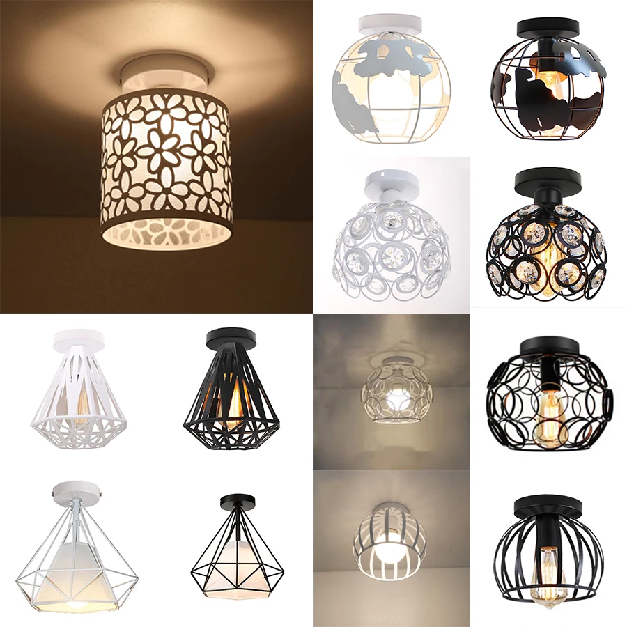 Железный потолочный светильник Ретро E27 светодиодный уютный - Цена: 1823.31