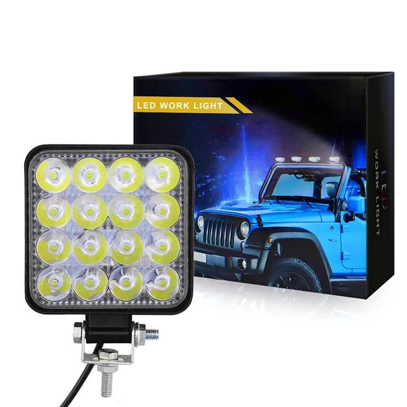 

Hot Car 16 LED Square Work Light 6000K White Spot Lighting Universal Truck Auto Bulb
