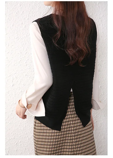 

Autumn Winter Cross Border Women's Round Neck Knitted Vest Warm Sweater Coat Sleeveless Top Plus Size Clothing For Women