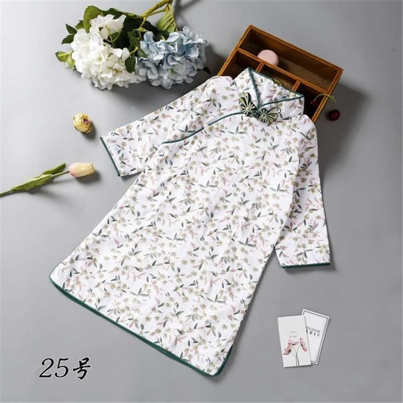 Китайский стиль Детский костюм Чонсам для девочек детские костюмы на весну и