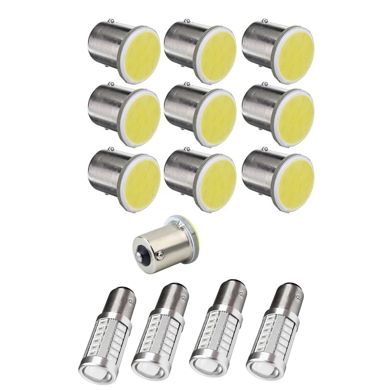 10 шт. BA15S P21W светодиодный Автомобильный 1156 лампа COB 12 SMD 12В Напряжение & 4 1157 P21/5 Вт
