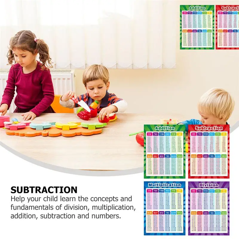 4 шт. в партии Детская настенный плакат математические Обучающие учебный