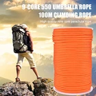 100 м, прочный парашютный шнур для выживания, 9 нитей, 550, спасательный шнур для выживания, шнур, износостойкий уличный инструмент для скалолазания, оборудование