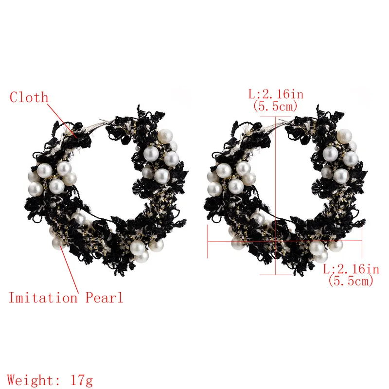 Серьги-кольца с искусственным жемчугом и плюшевой подвеской | Украшения