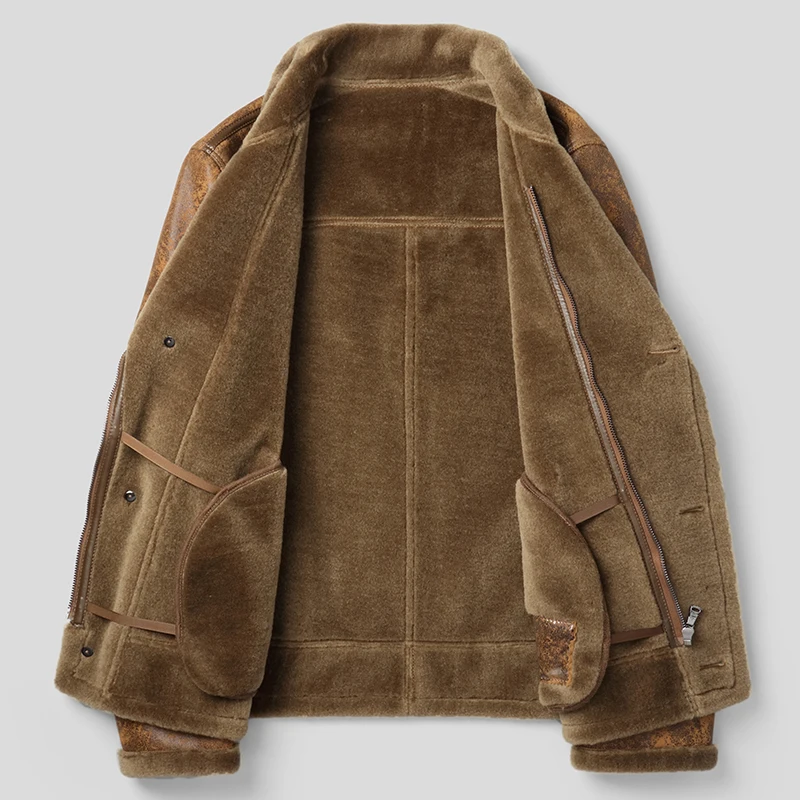 Официальное пальто DK из овечьей кожи с воротником костюмом Мужская зимняя