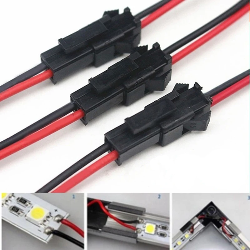 

20CM JST SM 2 Pins Plug Male and Female Wire Connector Wire Connector Cable Pigtail Plug For LED Strip Light Tape Lamp