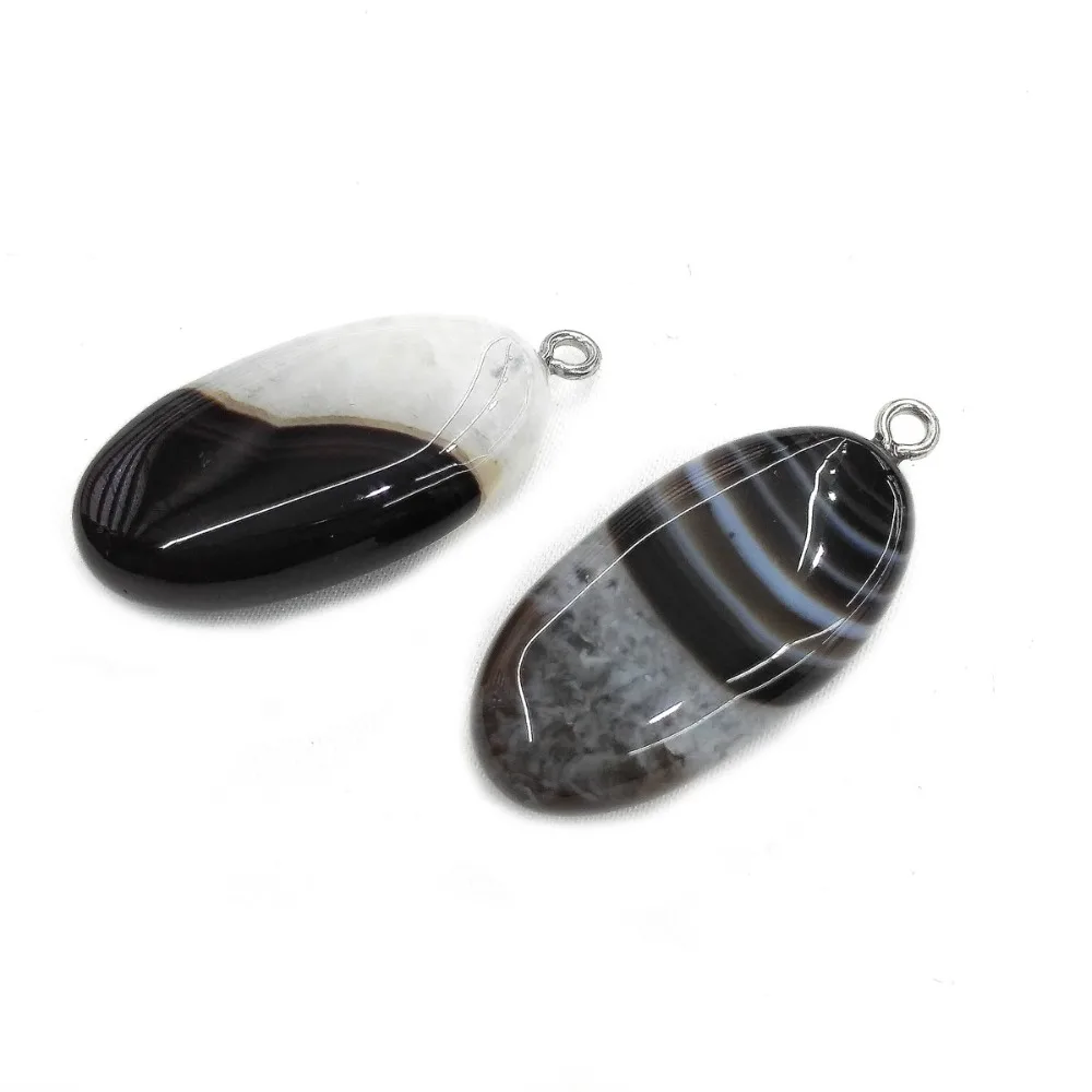 Подвеска из натурального камня в эллиптической форме серые Агаты изысканные