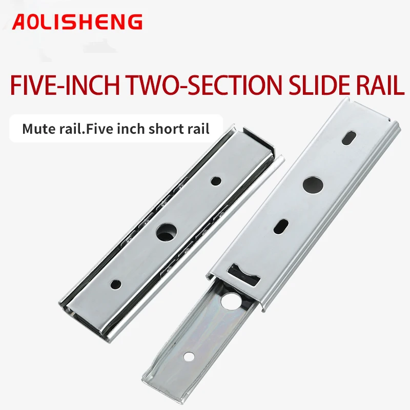 AOLISHENG Keyboard Drawer Two Sections Cold Rolled Steel Silver Color Ball Bearing Slide Rail Furniture Hardware | Обустройство дома