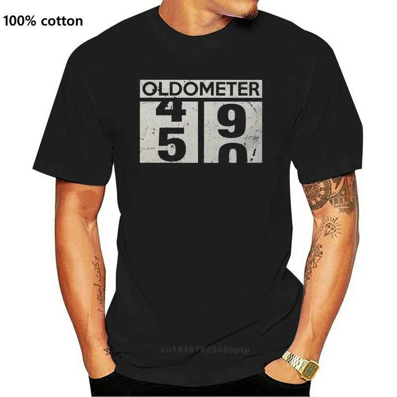 

Oldometer 49 50 50Th Birthday Gift Vintage Men Black Tshirt Latest New Style Tee Shirt