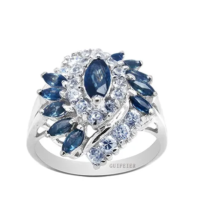 

Luxury Silver Gemstone Ring for Party 11 Pieces Natural Sapphire Ring Solid 925 Silver Sapphire Jewelry Gift for Woman