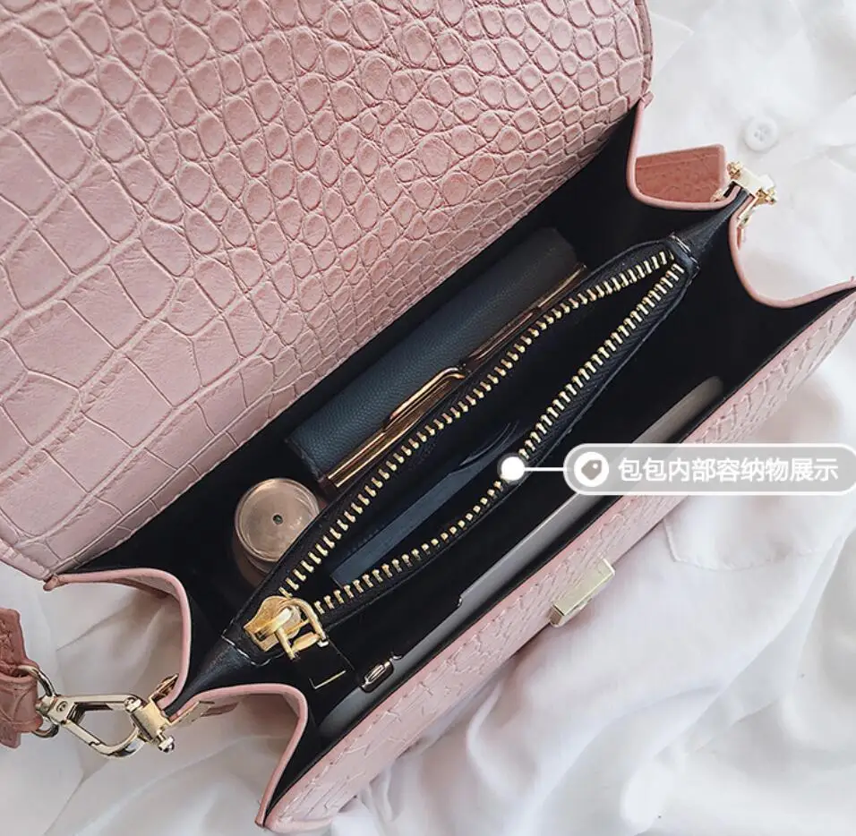

Luxury Brand Female Flip Square Bag 2021 New Quality Leather Women's Designer Handbag Crocodile Pattern Shoulder Messenger Bags