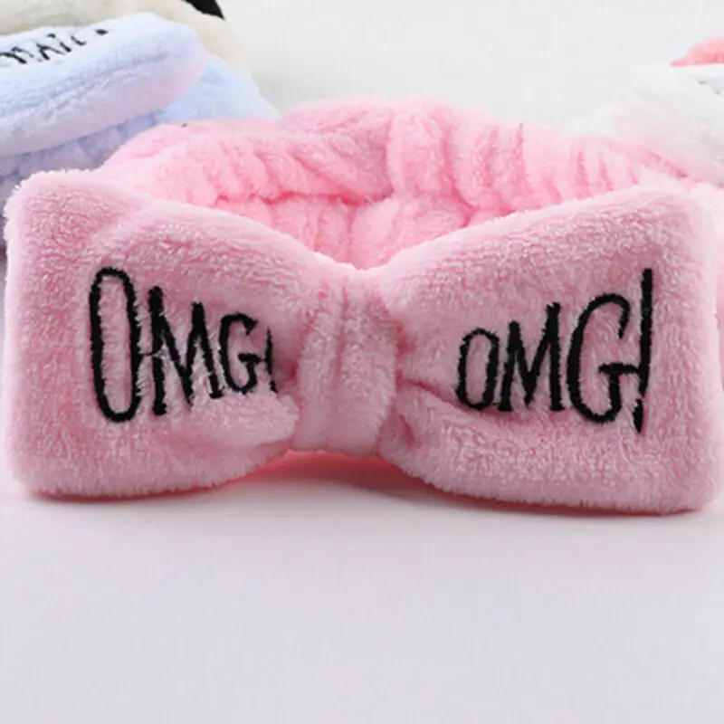 

Fashion Women Towel Hair Band Wrap Wide Headband Spa For Bath Shower Yoga Sport Make Up Tools Elastic Letter Printed Headband