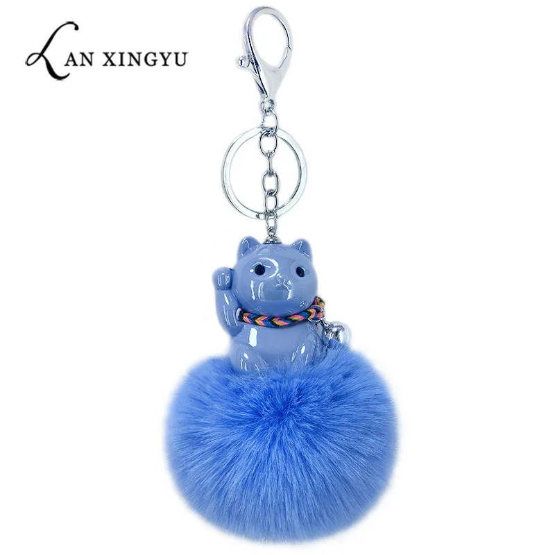 Креативный металл, акрил lucky cat имитация кролика рекс мех чувствовать себя комфортно модная женская сумка Аксессуары для автомобильных ключей