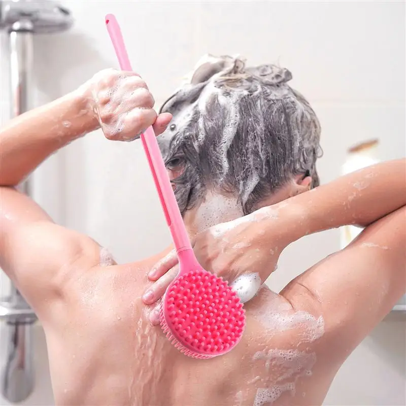 

Double-Sided Soft Silicone Body Scrubber Bath Shower Body Brush with Long Handle
