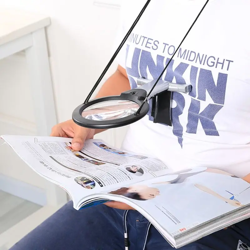 

Hands Free LED Magnifier Reading Magnifying Lens Neck Wear Jewelry Loupe 100mm E7CB