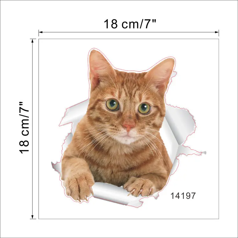 

Diy WC Decor Funny Cat Wall Stickers Home Decorations Washroom Decals Toilet 3d Animals Kitten Broken Hole Mural Art