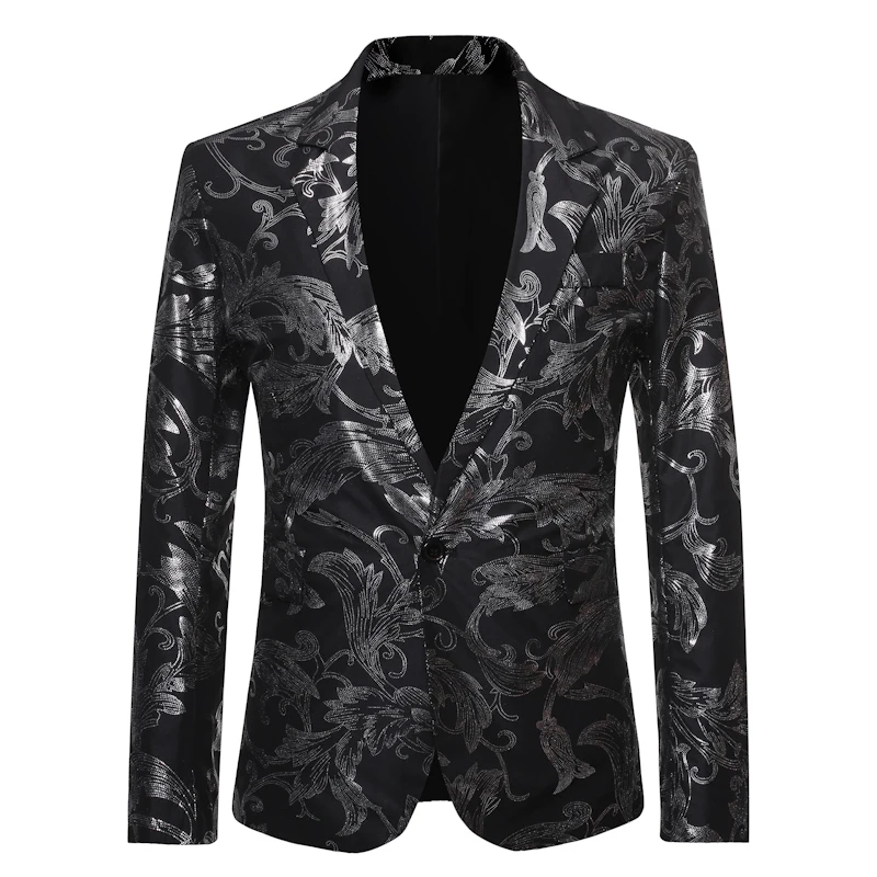 Модный мужской костюм с цветочным принтом Slim Fit Мужской Блейзер Свадебный Жених