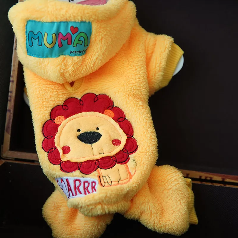 Желтая одежда для собаки из флиса теплый комбинезон собак зимняя пальто щенок