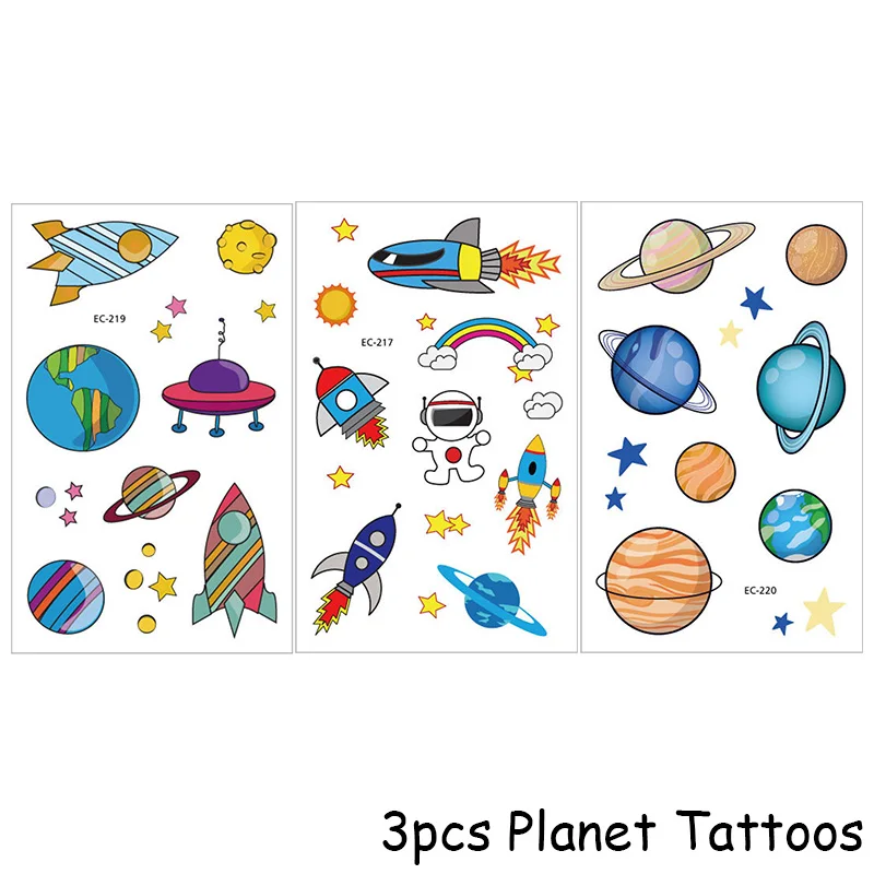 3pcs sticker Принадлежности для космоса, вечерние, водонепроницаемые наклейки, декор для детей, подарок на день рождения, вечерние украшения и мероприятия - Цвет: 3pcs sticker