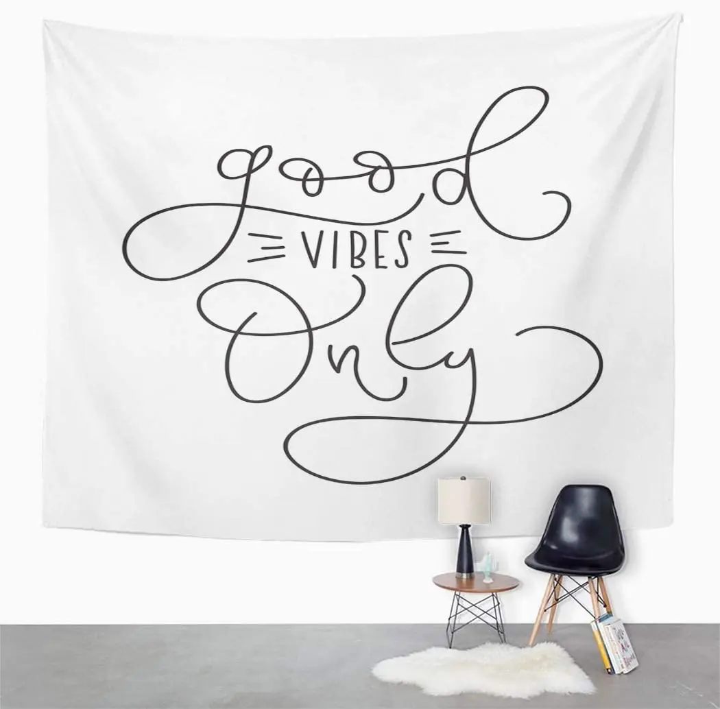 

Black White Good Vibes Only Quote Modern Home Wall Hanging Tapestry Blanket For Living Bedroom Boho Decoration Home Decor