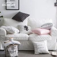 Pink White Simple INS Pillow Cover Letter Printing Sofa Cushion Cover 45x45cm Fashionable Square Comfortable Pillow Case