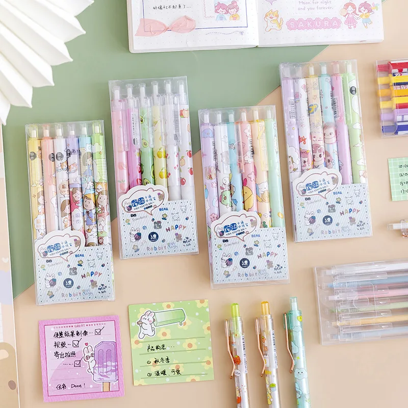 Creative Ins Cute Press Gel Pen Set Student Black Stationery 6 Boxed | Канцтовары для офиса и дома