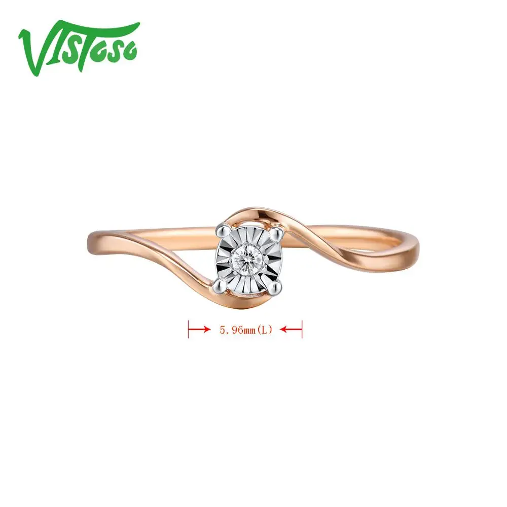 VISTOSO Pure 14K 585 двухцветное Золотое Сверкающее иллюзионное кольцо с бриллиантами для женщин, юбилейное модное ювелирное изделие