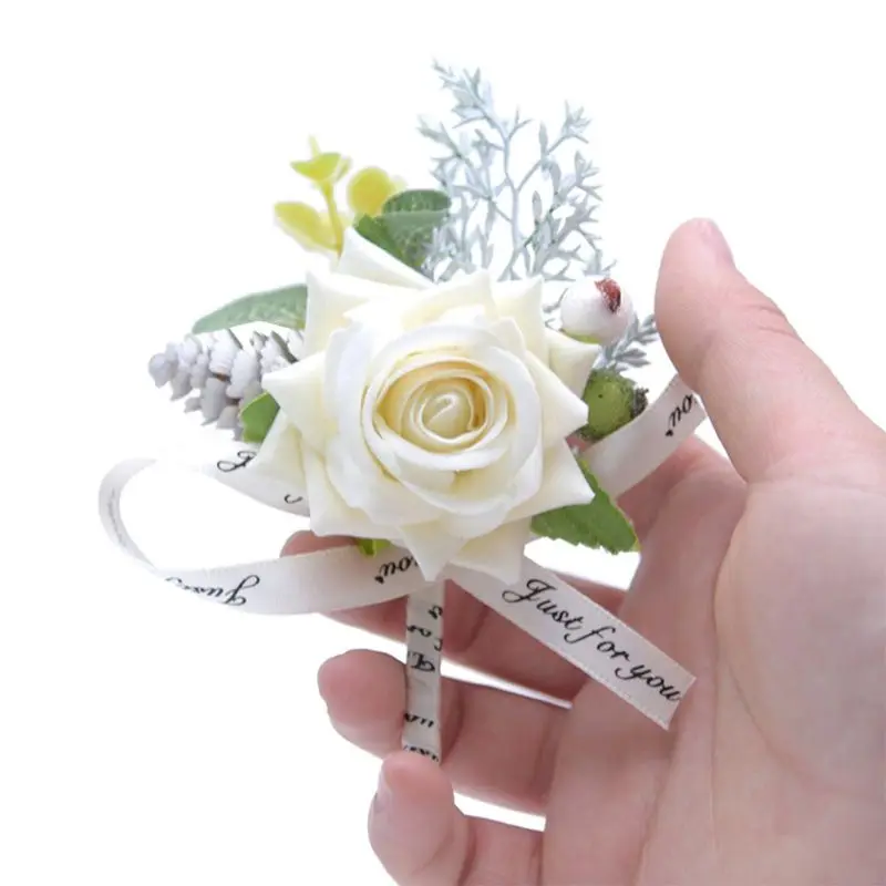

Men Corsage Groom Brooch Flowers Boutonniere Pin Bridal Corsages Bridesmaid Wedding Flower Accessories