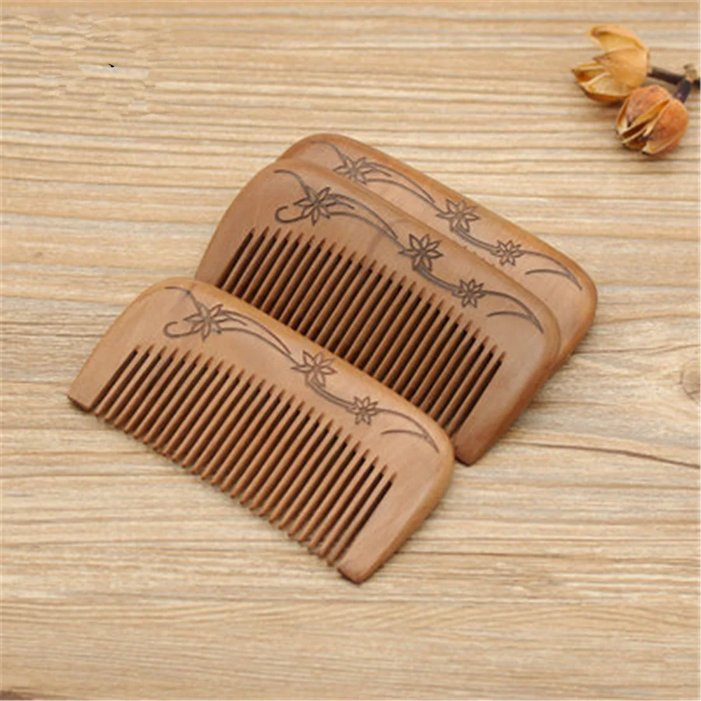 1 шт. Антистатическая расческа из натурального персика цельная деревянная с