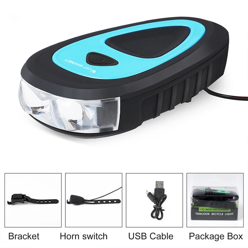 

Bicycle Horn Light Waterproof USB Rechargeable Headlight 120db Electric Bell Mountain Road Bike Led Cycling Lamp Accessories