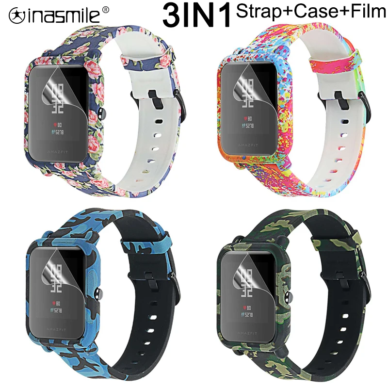 Красивый ремешок + крышка Защита экрана для xiaomi correa amazfit bip pulseira аксессуары -