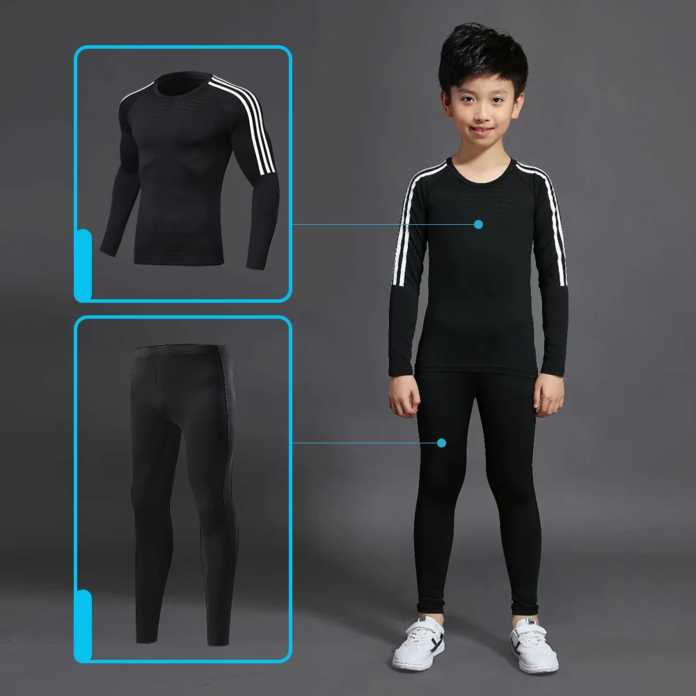 Children's sports suit 1 sets of sportswear jogging children training suit compression thermal underwear football clothing