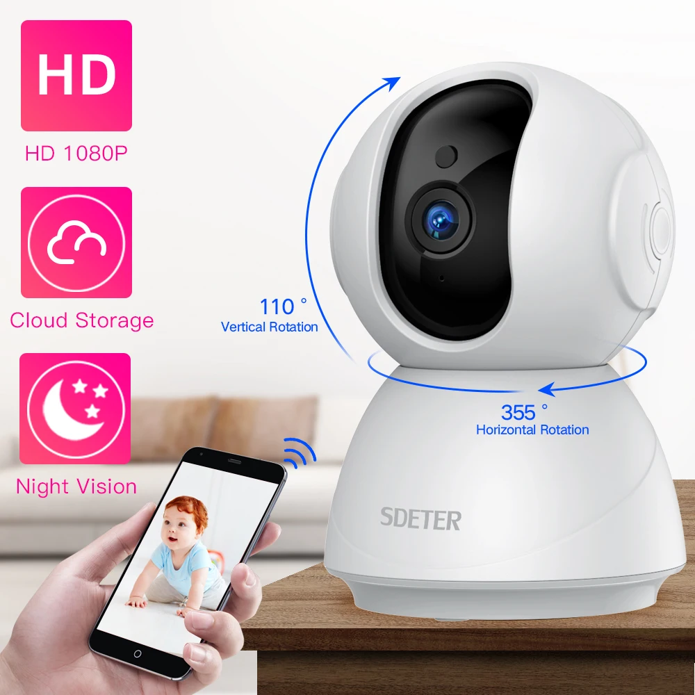 

SDETER 1080P 720P IP Camera Security Camera WiFi Wireless CCTV Camera Surveillance IR Night Vision P2P Baby Monitor Pet Camera