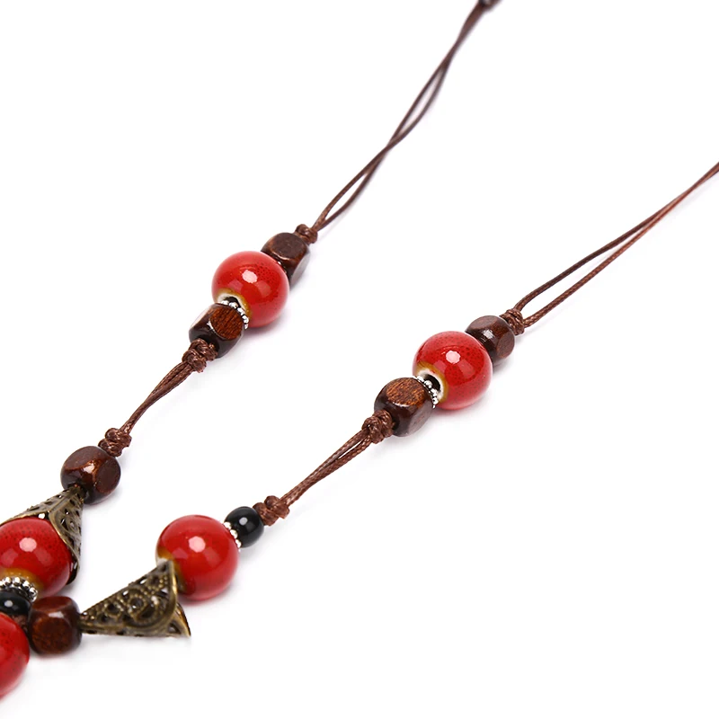 Керамические массивные ожерелья длинные деревянные ожерелья-цепочки на свитер