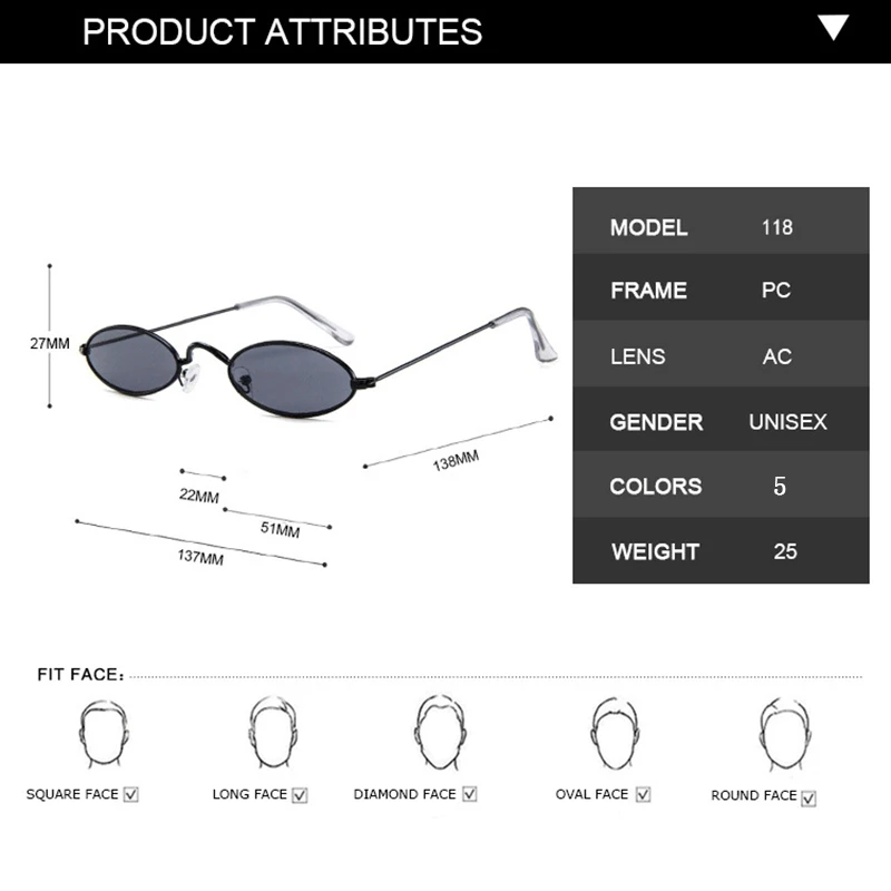 

Designer Trend Metal Small Frame Prince Mirror Female Retro Elliptical Sun Glasses Fashion Ocean Piece Sunglasses Men